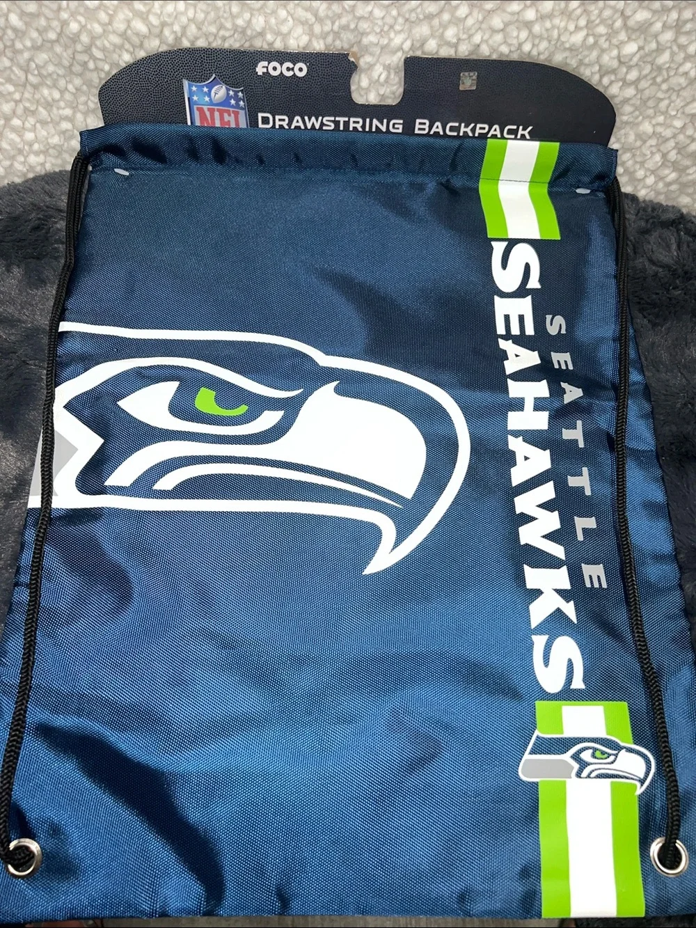 FOCO Seattle Seahawks Big Logo Drawstring Backpack. NWT